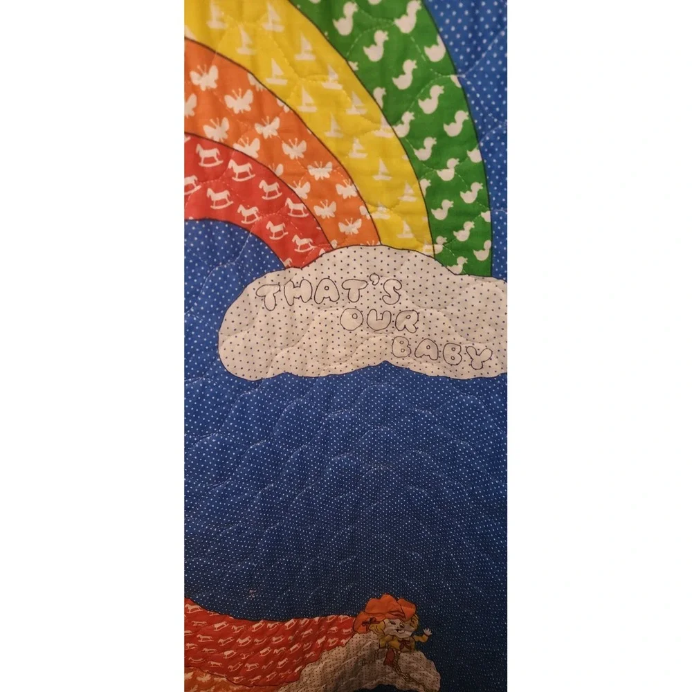 Vintage Handmade Thats Our Baby Rainbow Cowboy Cowgirl Blanket Quilt Lgbtq